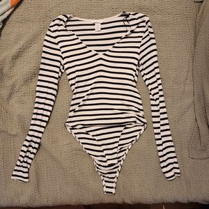 H&M Black and White Striped Bodysuit